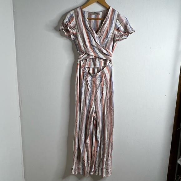 Show Me Your Mumu Val Jumpsuit Front Tie Striped Size S - Picture 3 of 11
